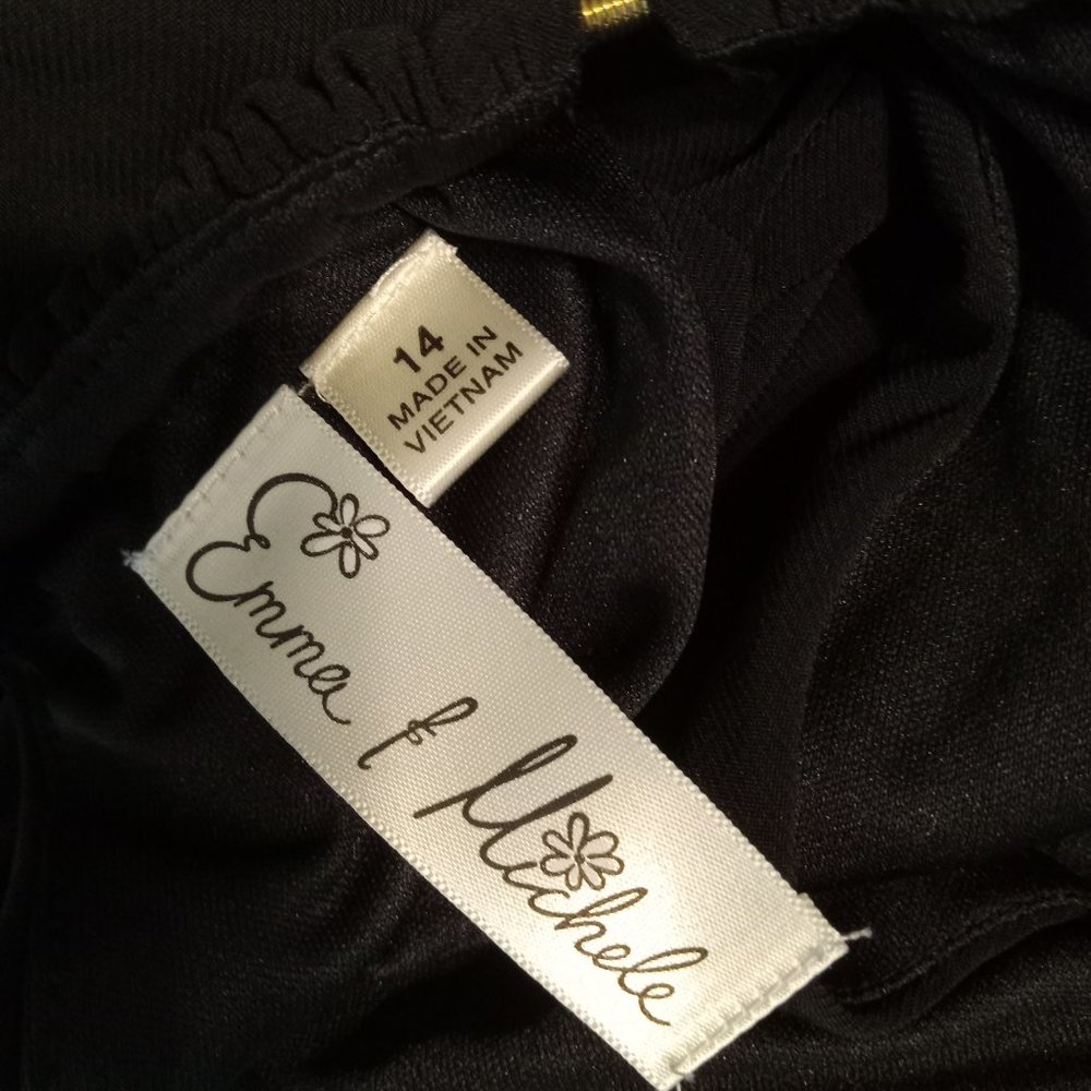 Emma & Michele Women's Halter Maxi Dress Size 14 Black Gold Chain Faux Wrap - Picture 10 of 11